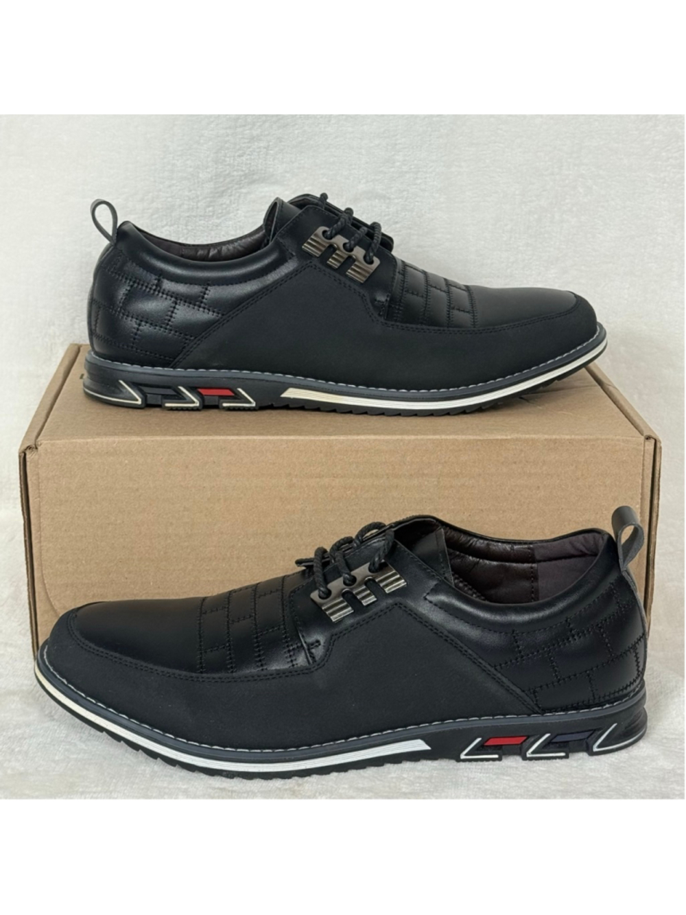 Men's Black Oxfords Derby Leather Shoes Size 11.5